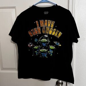 TOY STORY ALIENS T-SHIRT "I Have Been Chosen" Black Green Orange Big Logo Large